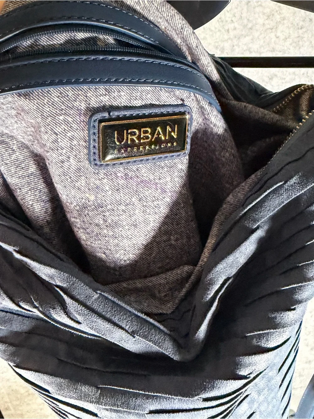 Urban Expressions Navy Textured Hobo Shoulder Bag